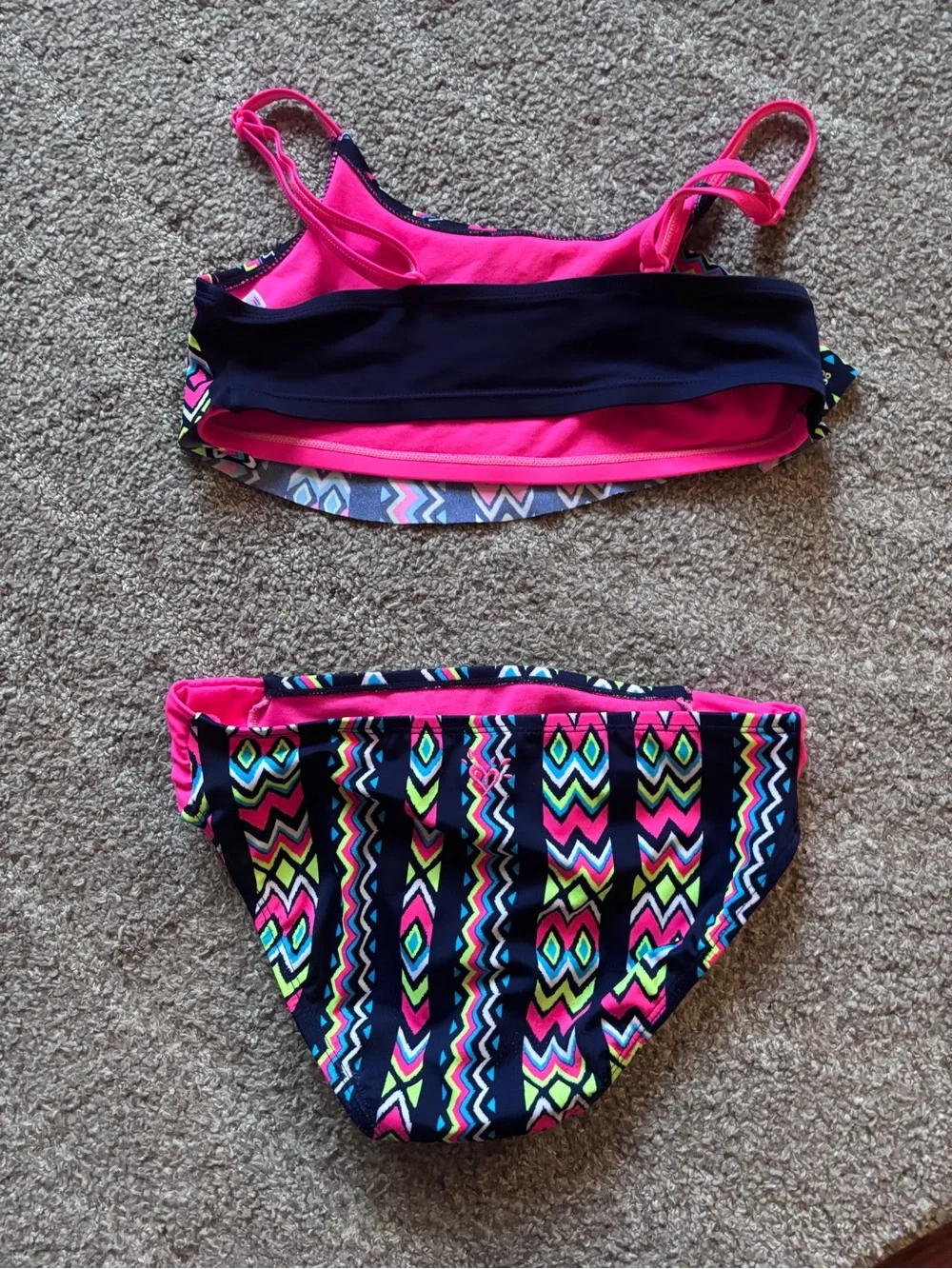 Neon Pink Aztec-Print Set, Multi Color Zig-Zag Print Set, Tie-Dye Blue Swim Set